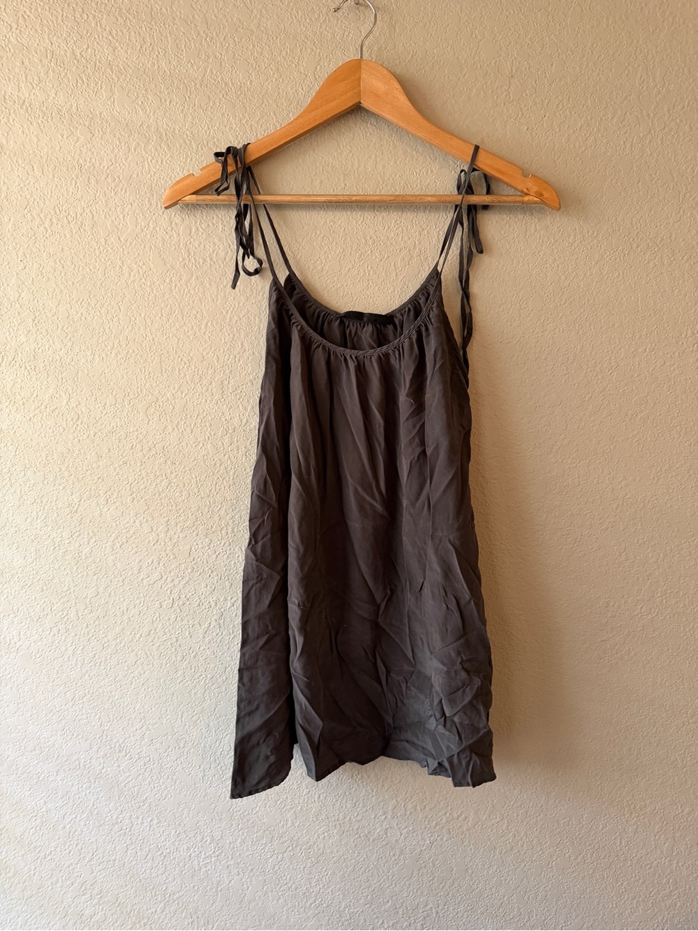 Anthropologie Jennie Kayne Tie-Strap Women's Silk Strap Tank Top Charcoal XS